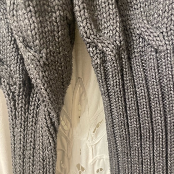 Nordstrom 4SI3NNA Drea Cable Knit Gray Sweater, Bishop Sleeves - Picture 10 of 14